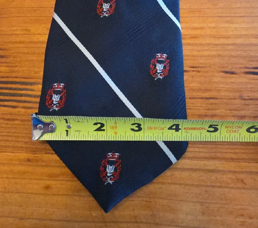 Classic Navy Crest Stripe Men's Tie - Navy with Red Crest 1970 And 80 Vintage